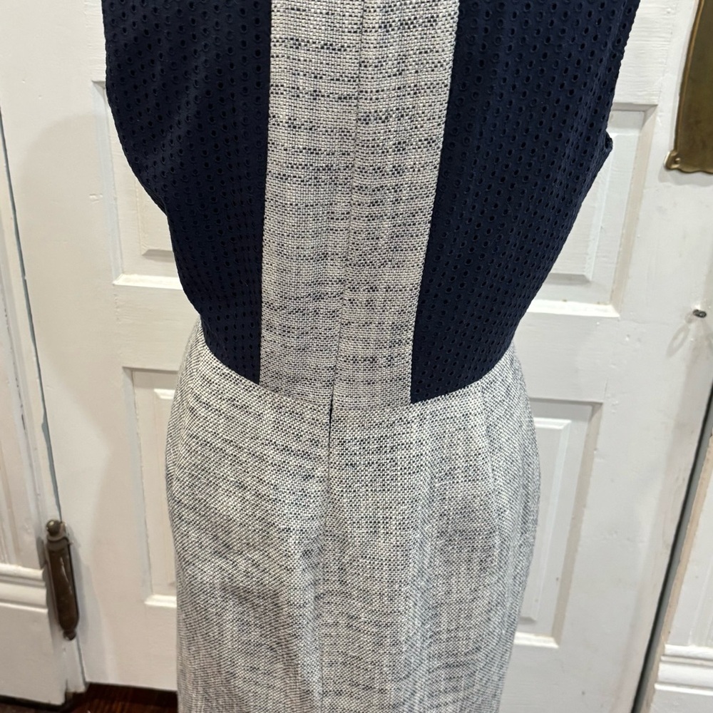 J Crew Sleeveless Twead Eyelet Sheath Office Dress Sz 10 Lined Rn77388 - Picture 4 of 10